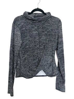 Lululemon Black & White Marled Twist-Hem Turtleneck Shirt